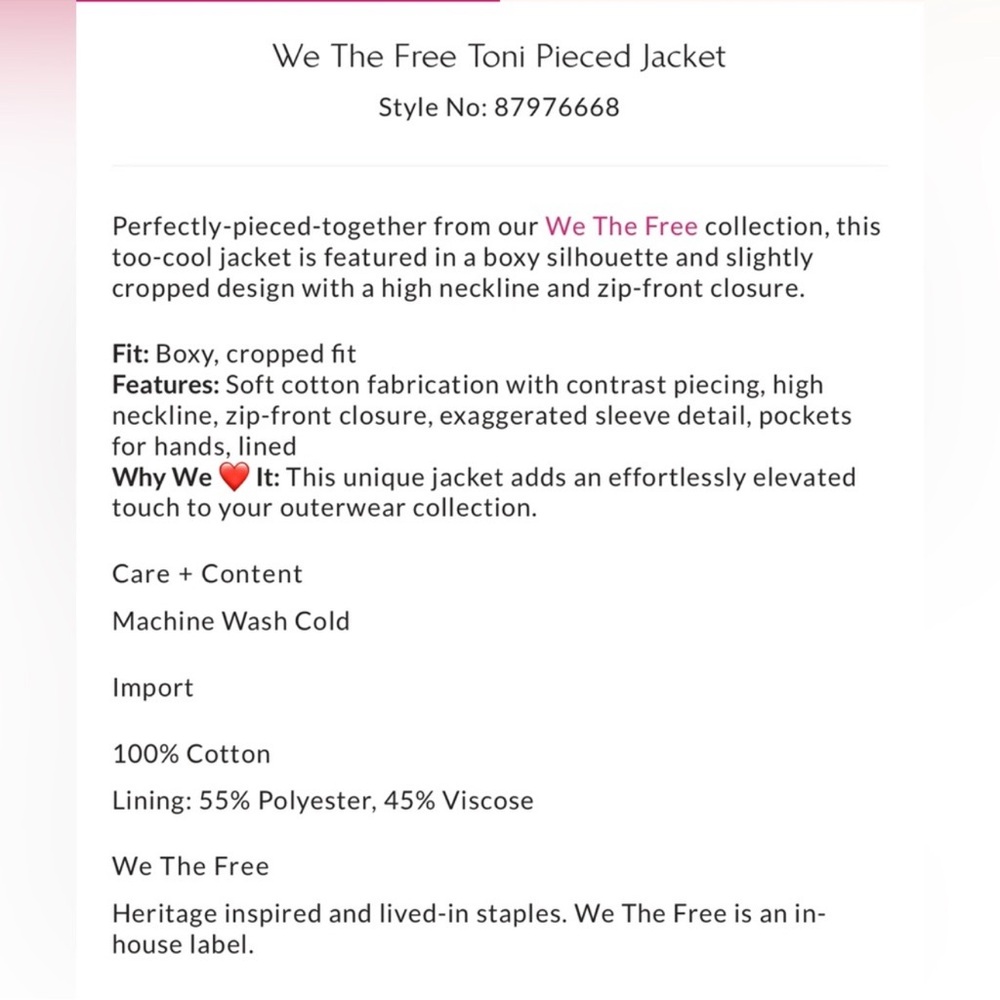 NEW Free People We The Free Toni Pieced Jacket NWT - Picture 7 of 7